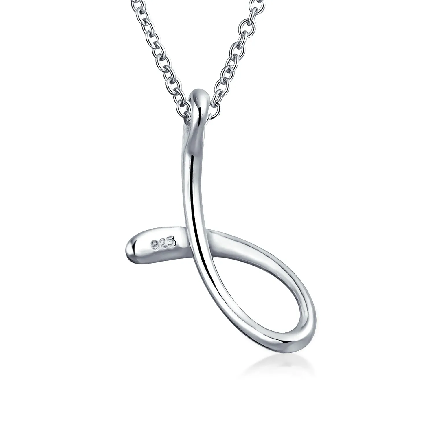 ABC Script Initial Pendant Necklace 14K Gold Plated Sterling Silver Alphabet Charm
