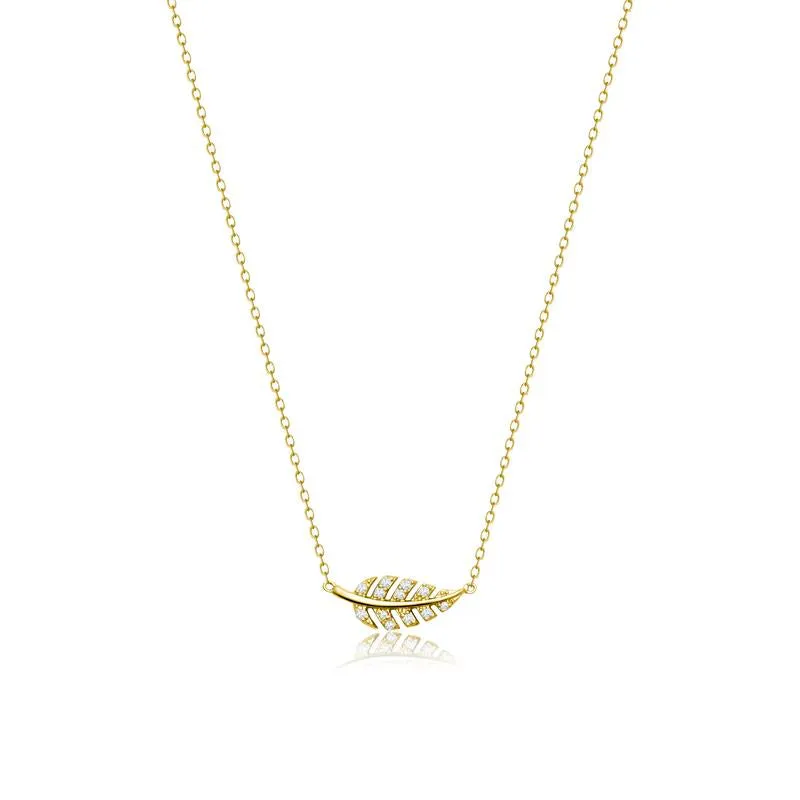 Achara Zirconia Small Sideways Leaf Necklace