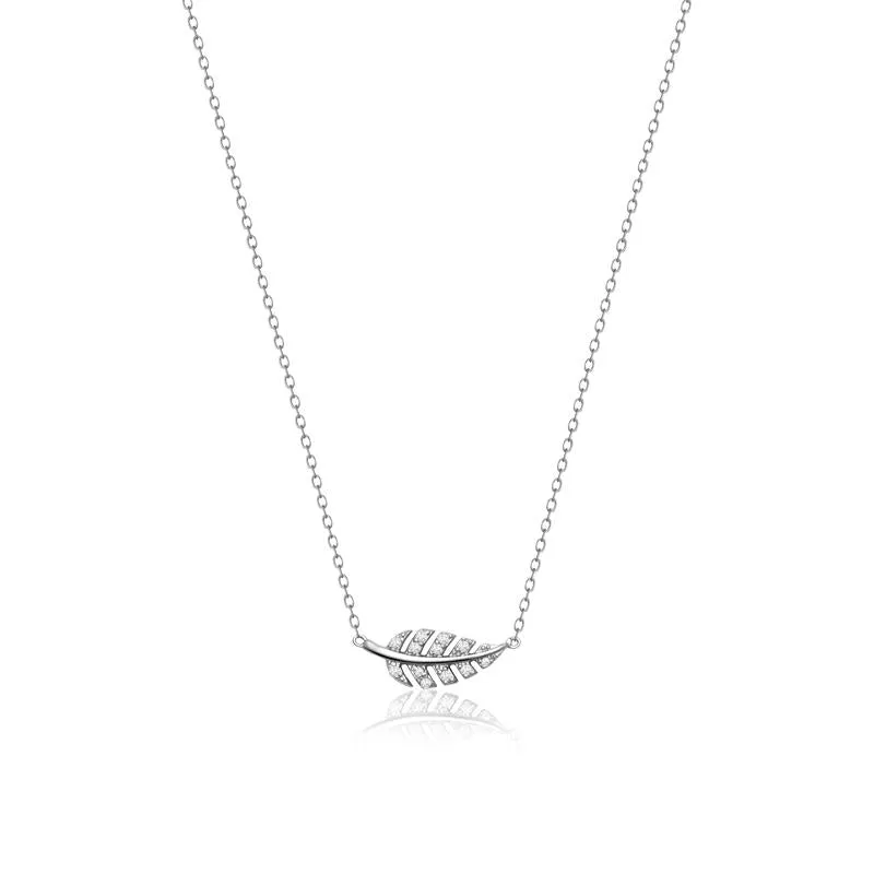 Achara Zirconia Small Sideways Leaf Necklace