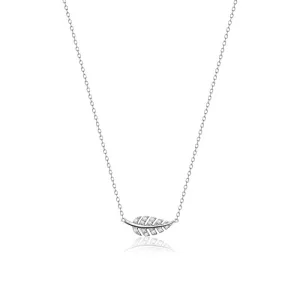 Achara Zirconia Small Sideways Leaf Necklace
