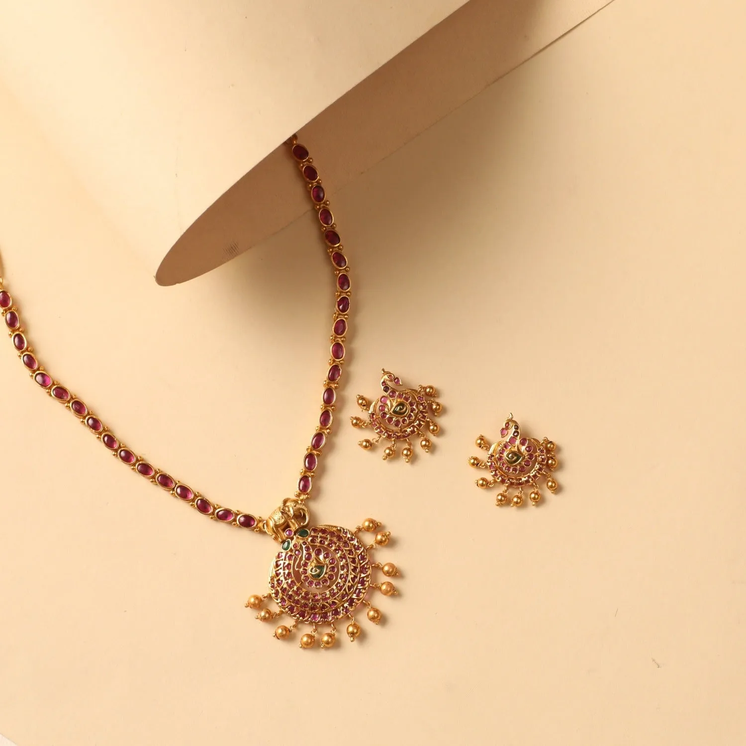 Aditri Floral Elephant Antique Necklace Set