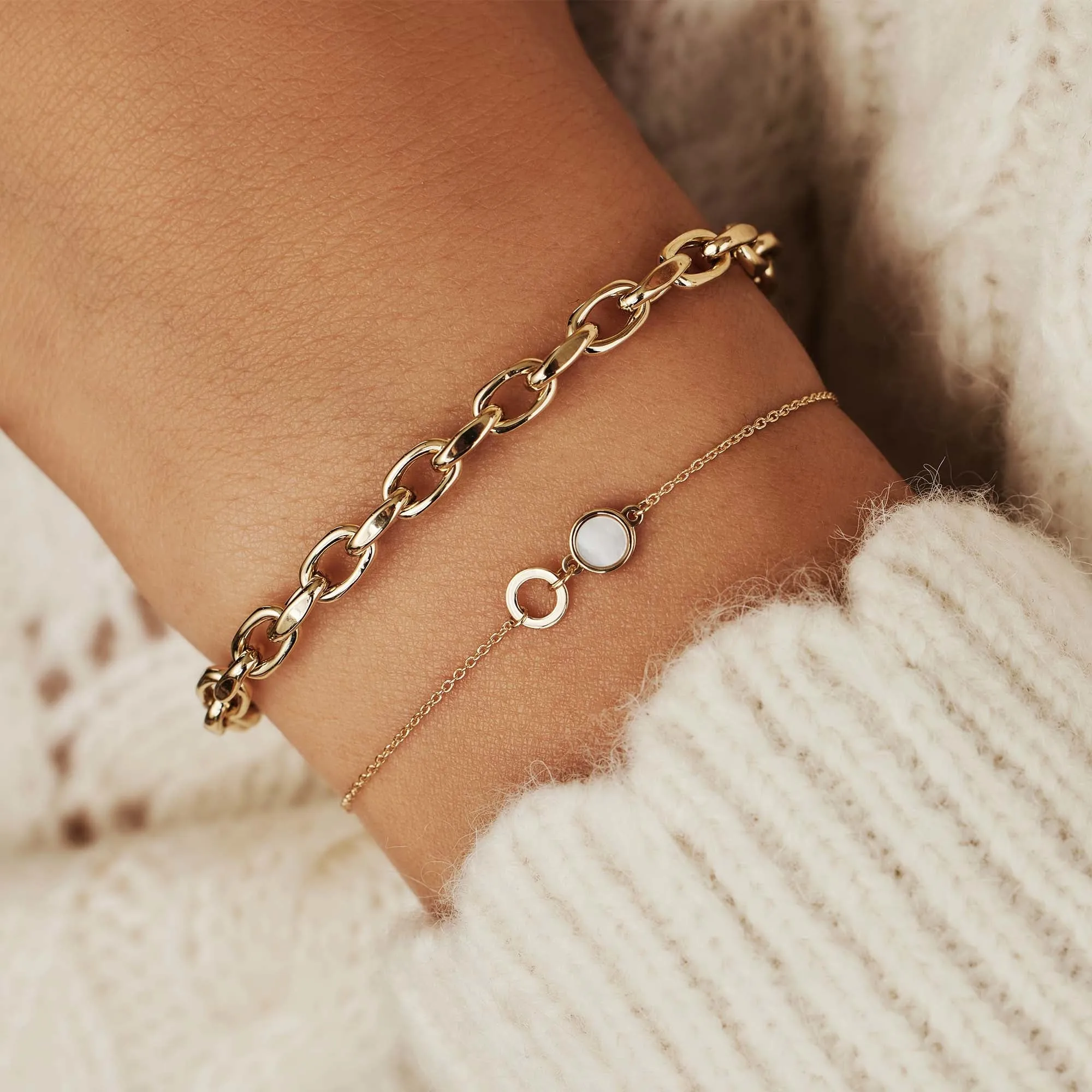 Aidee Camille 14 karat gold bracelet with chains