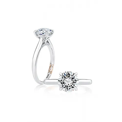 A.Jaffe Engagement Rings Solitaire Round Center Diamond Engagement Ring with Peek-A-Boo Diamonds MECRD2543/158