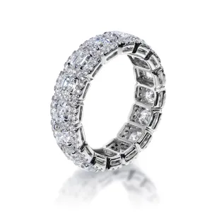 Alia 4 Carat Asscher Diamond With Halos Eternity Band in 18k White Gold Shared Prong