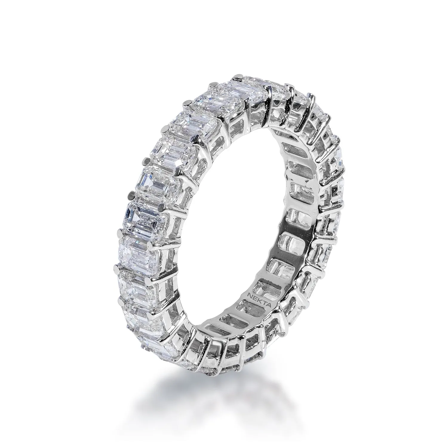 Alicia 5 Carat Emerald Cut Diamond Eternity Band in 14k White Gold Shared Prong