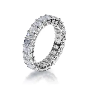 Alicia 5 Carat Emerald Cut Diamond Eternity Band in 14k White Gold Shared Prong