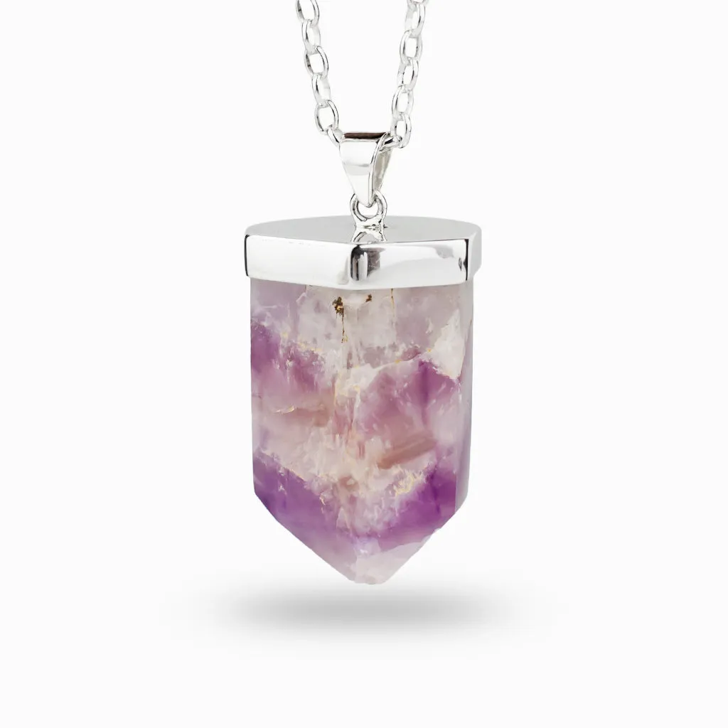 Amethyst and Quartz Chevron Crystal Necklace