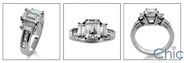 Anniversary 1.5 Emerald Prong Ct Channel Cubic Zirconia Cz Ring