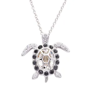 April Turtle Birthstone Pendant With Swarovski Crystals