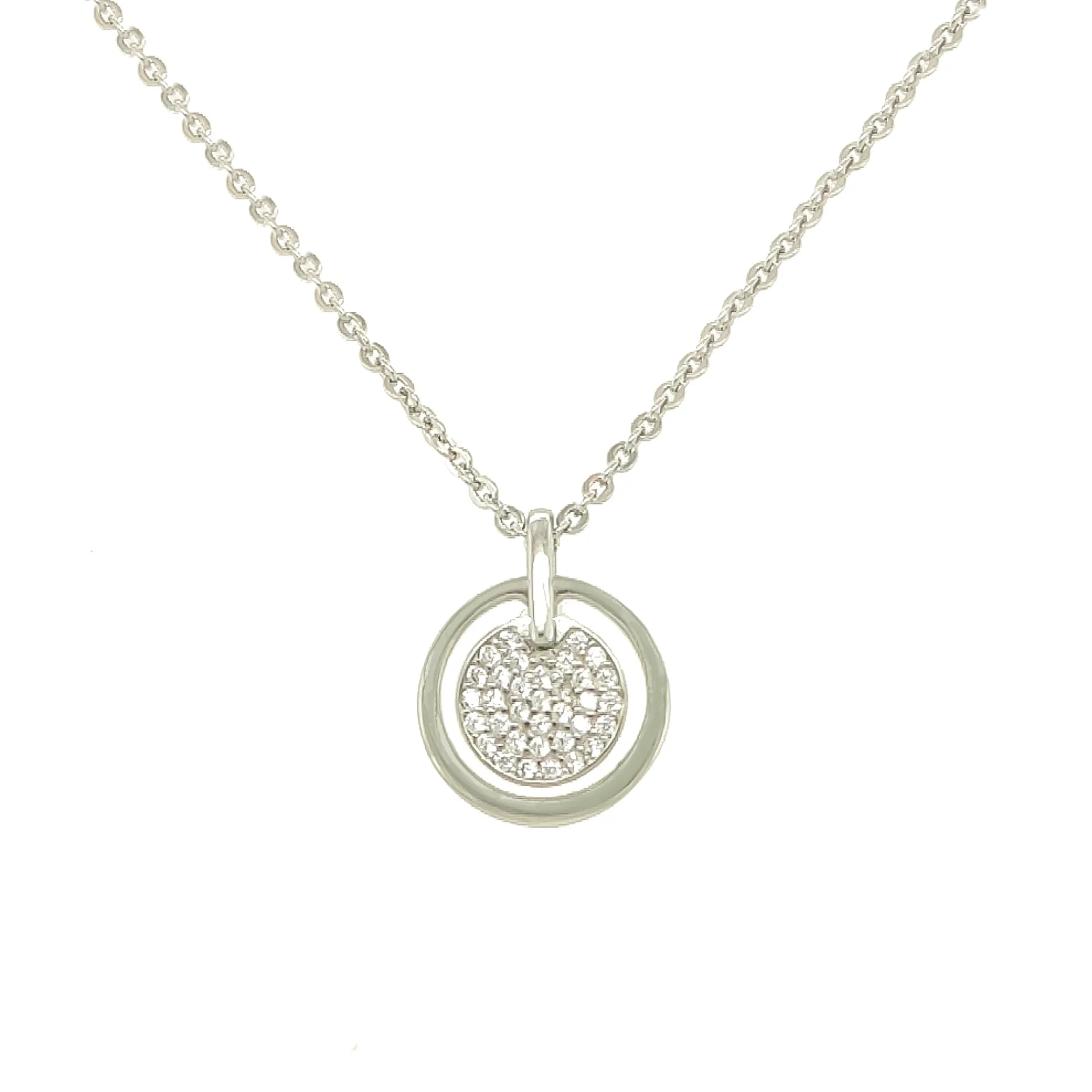 Asfour Crystal 925 Sterling Silver  Round Necklace