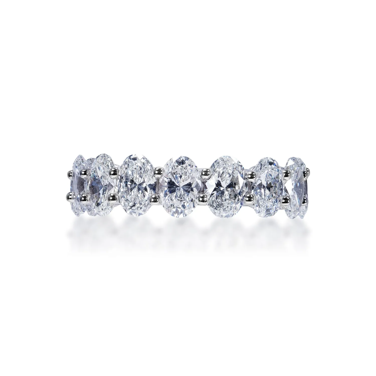 Aubree 8 Carat Oval Cut Diamond Eternity Band in 14k White Gold U-Shape Shared Prong
