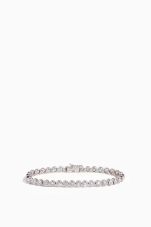 Bezel Set Round Diamond Bracelet in 14k White Gold