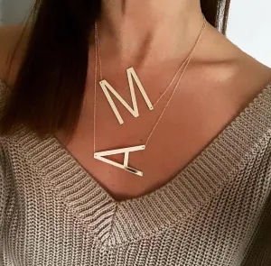Big Letter Initial Necklace