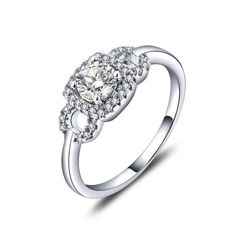 Big Topaz Ring Silver Wedding Elegant Ring