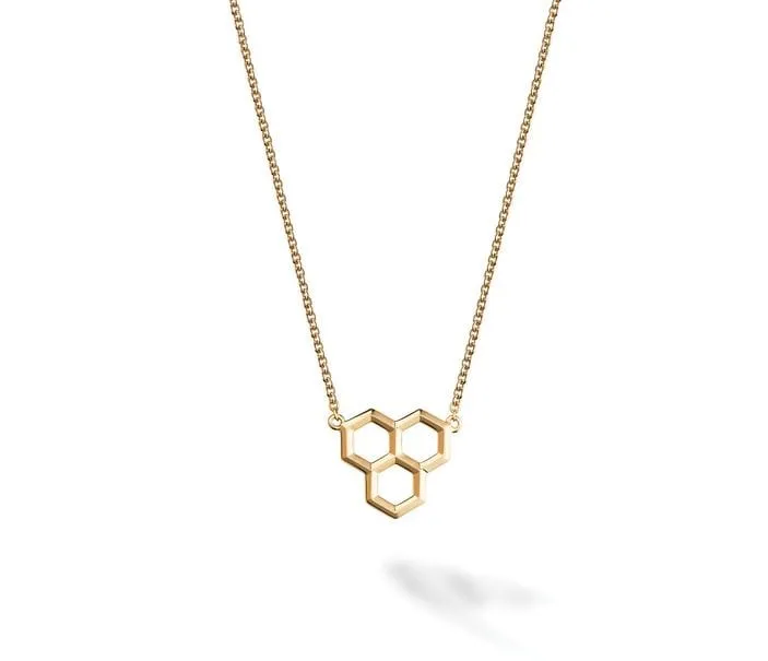 Birks 18K Yellow Gold Bee Chic Triple Honeycomb Necklace