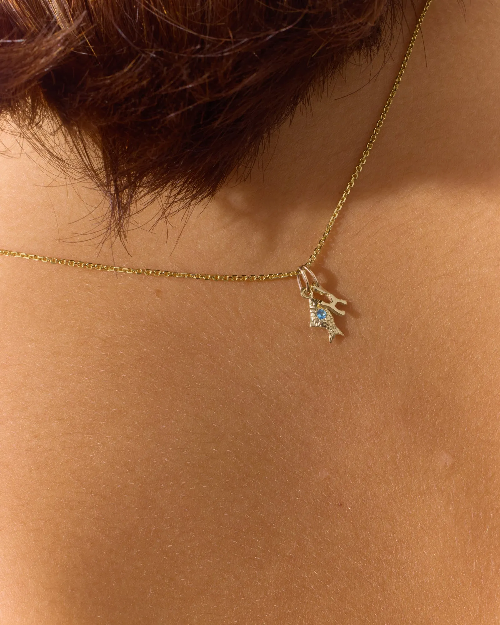 Birthstone Fish Pendant | Yellow, Rose or White Gold