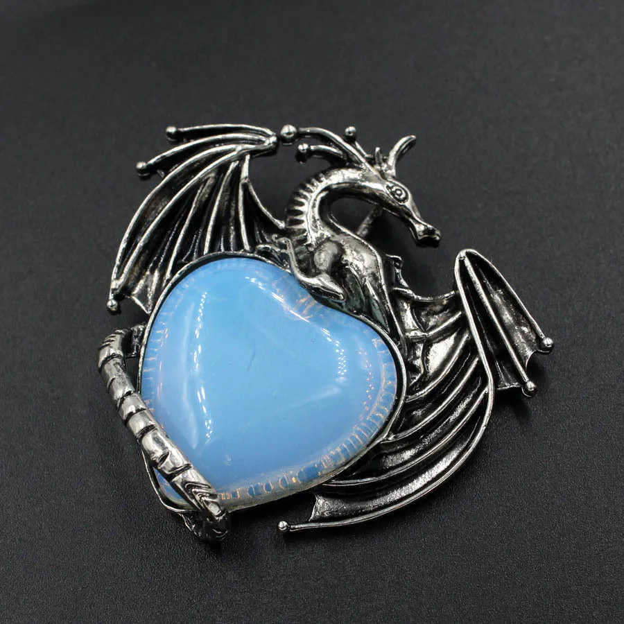Bloodstone Bloom Dragon - Gothic Heart Pendant by The Nevermore