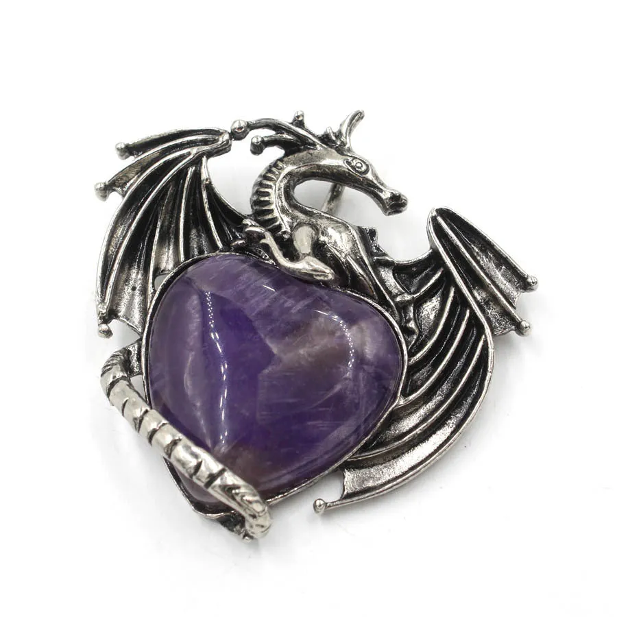 Bloodstone Bloom Dragon - Gothic Heart Pendant by The Nevermore