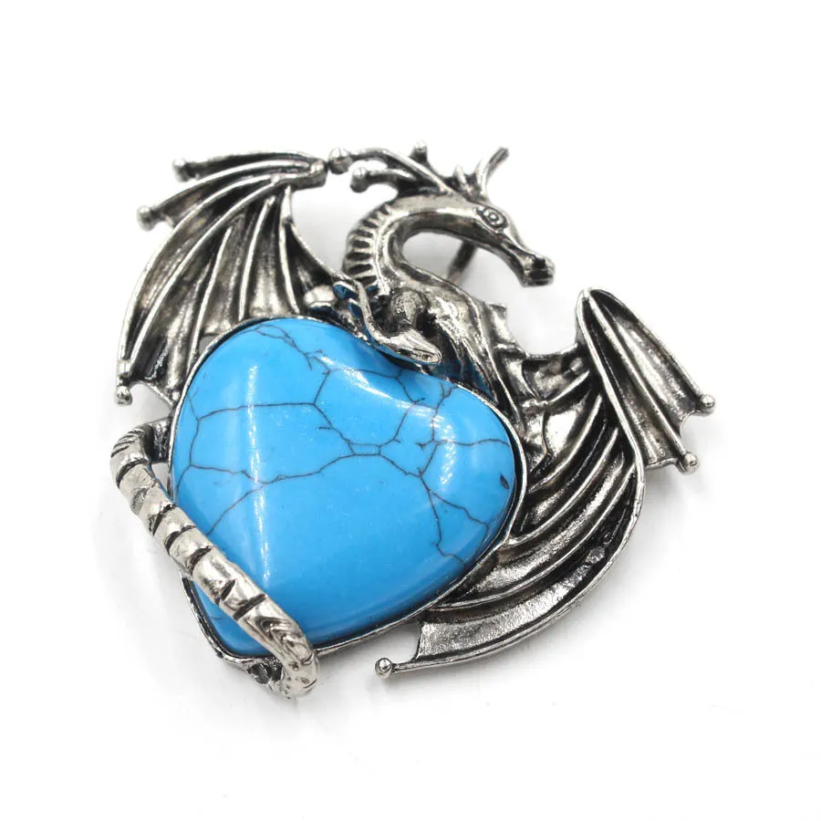 Bloodstone Bloom Dragon - Gothic Heart Pendant by The Nevermore