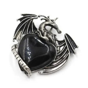 Bloodstone Bloom Dragon - Gothic Heart Pendant by The Nevermore