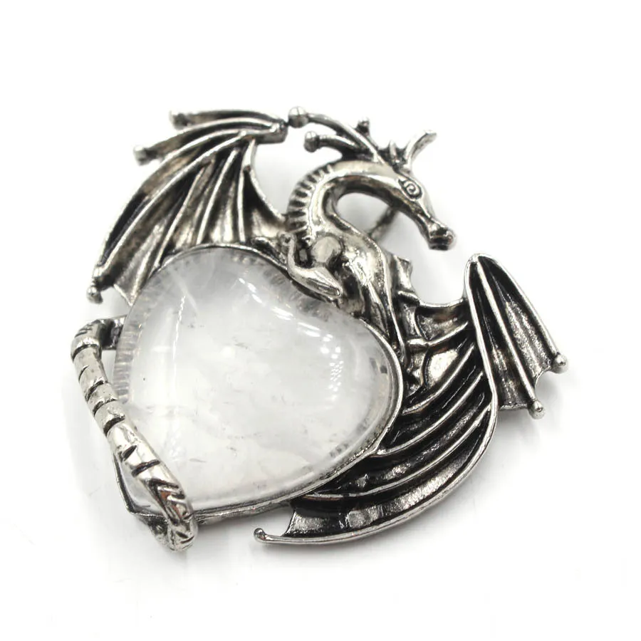Bloodstone Bloom Dragon - Gothic Heart Pendant by The Nevermore