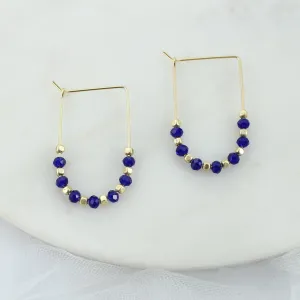 Blue & Gold Gameday Beaded Hoop Earrings