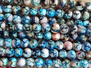 Blue Brown Circular Semi Precious Quartz Stones
