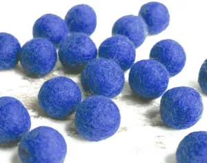 Blue Felt Balls 2cm x20 Wool Pom Poms. Craft Supplies. Kids Decor Craft.