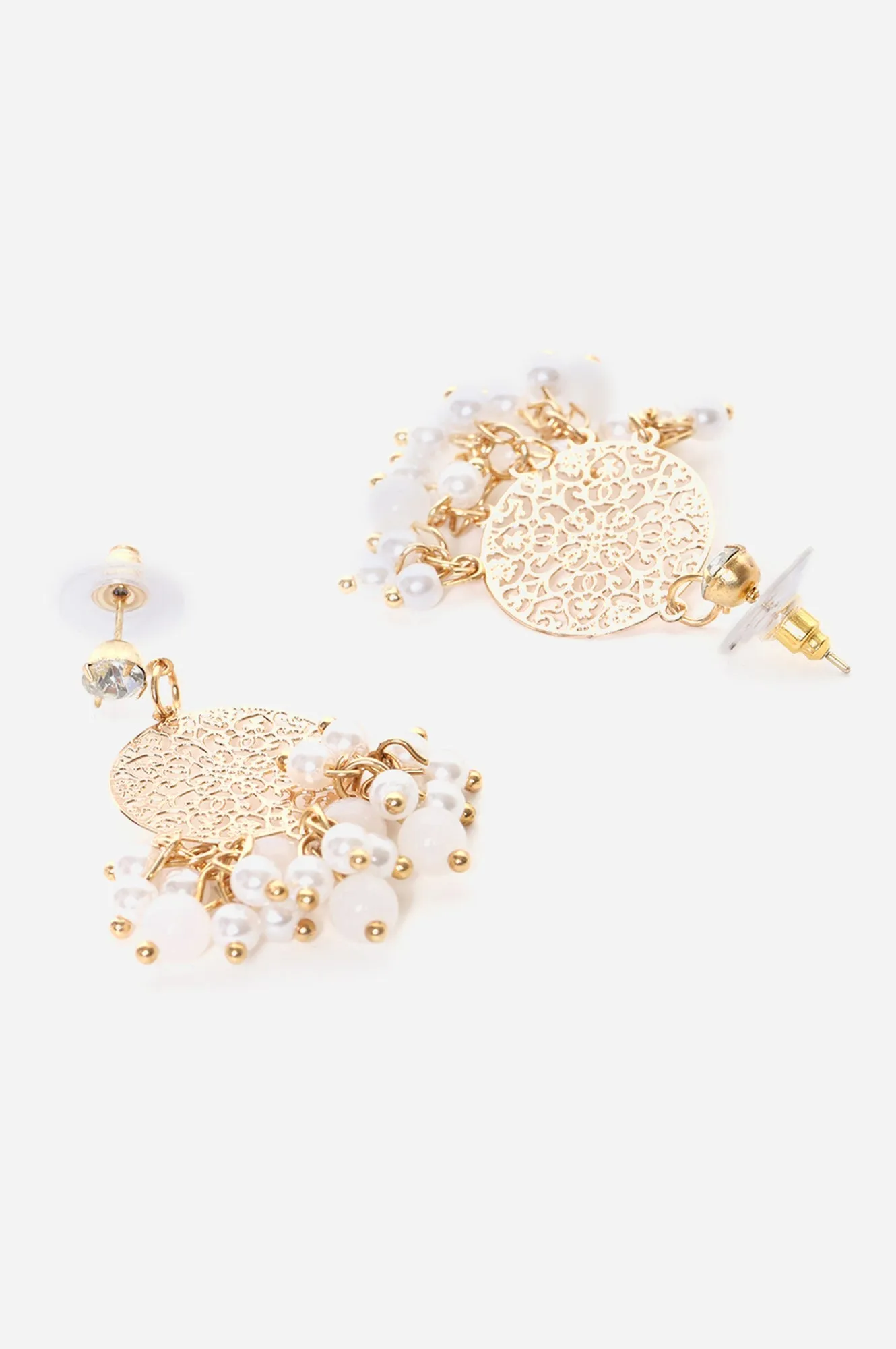 Blue Filigree Cutwork Motif Dangler Earrings