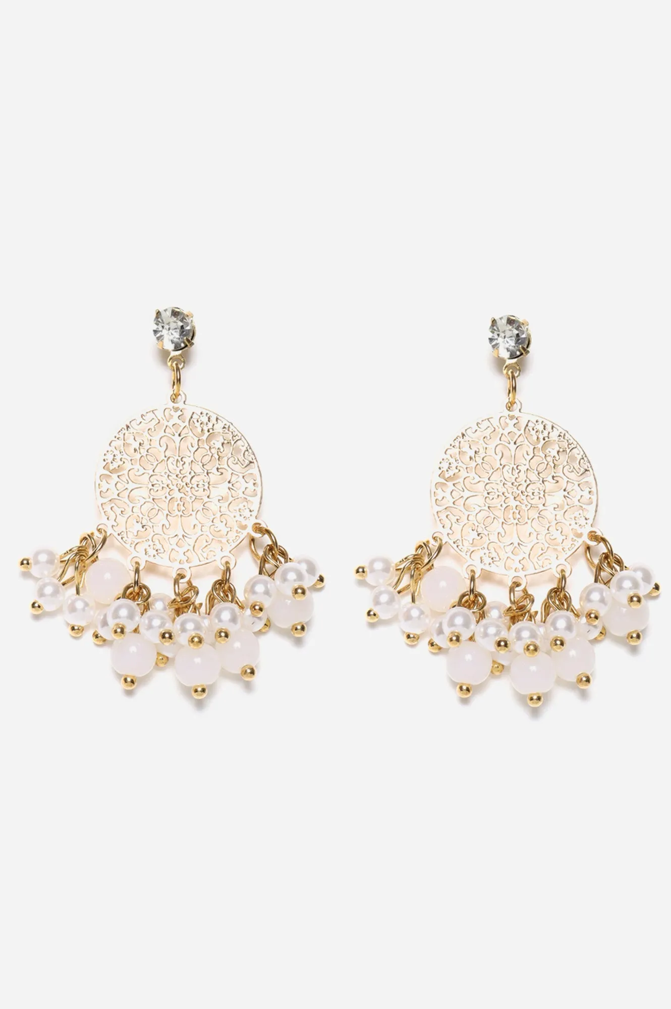 Blue Filigree Cutwork Motif Dangler Earrings