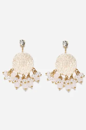 Blue Filigree Cutwork Motif Dangler Earrings