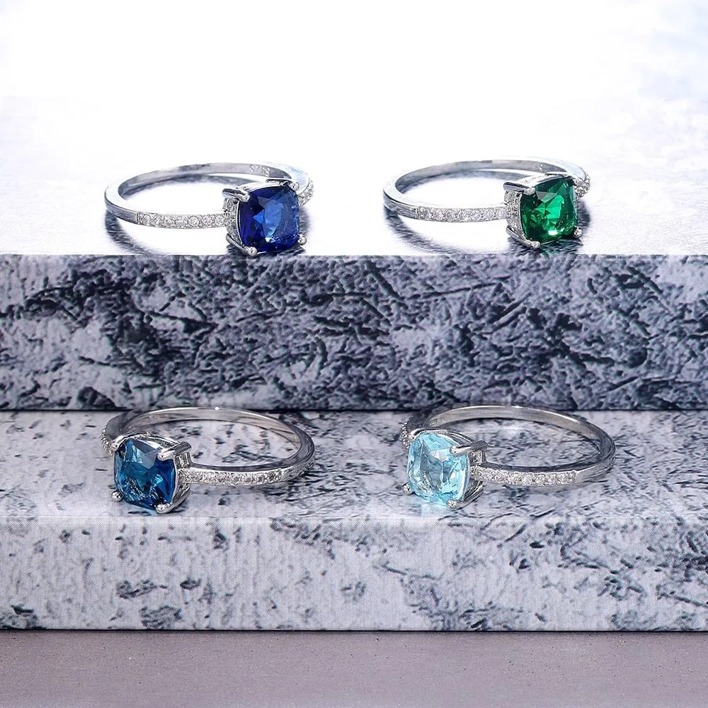 Blue Stone Women Rings Elegant Engagement Jewelry Rings