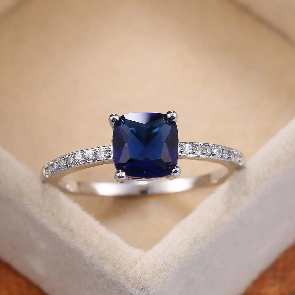 Blue Stone Women Rings Elegant Engagement Jewelry Rings