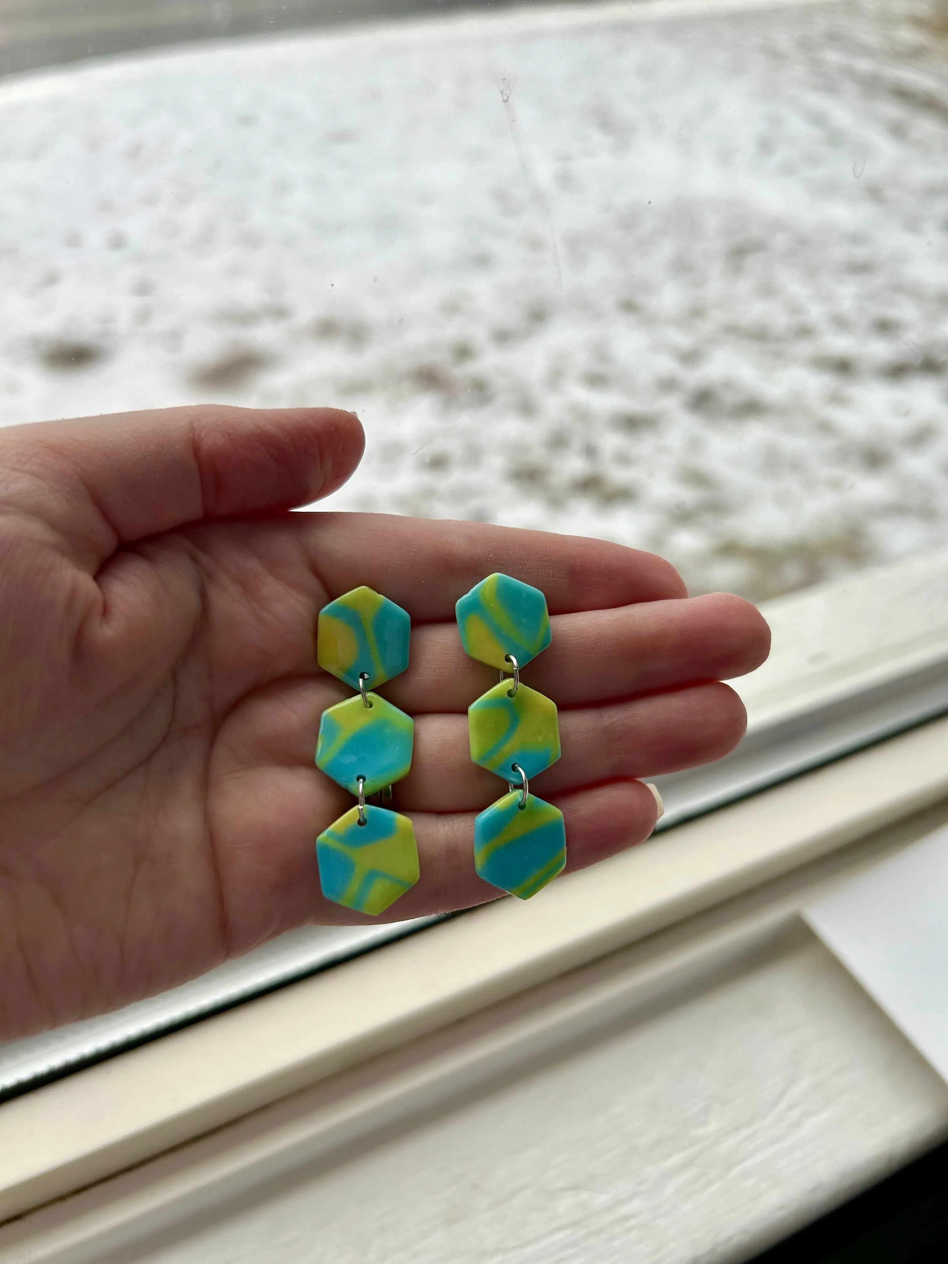 Bright Blue and Green Chloe Earrings