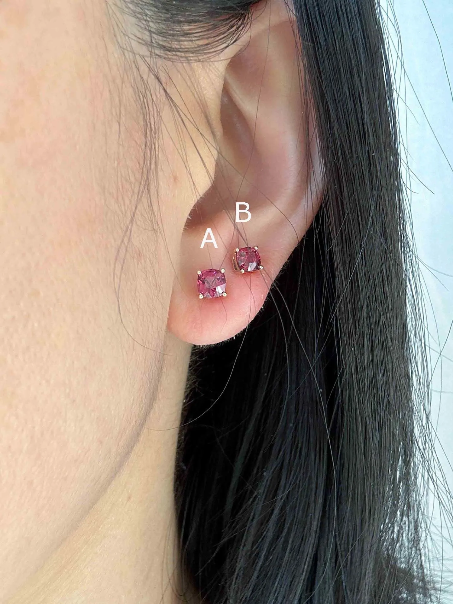 Bright Red Spinel Earrings 14K Gold R3218