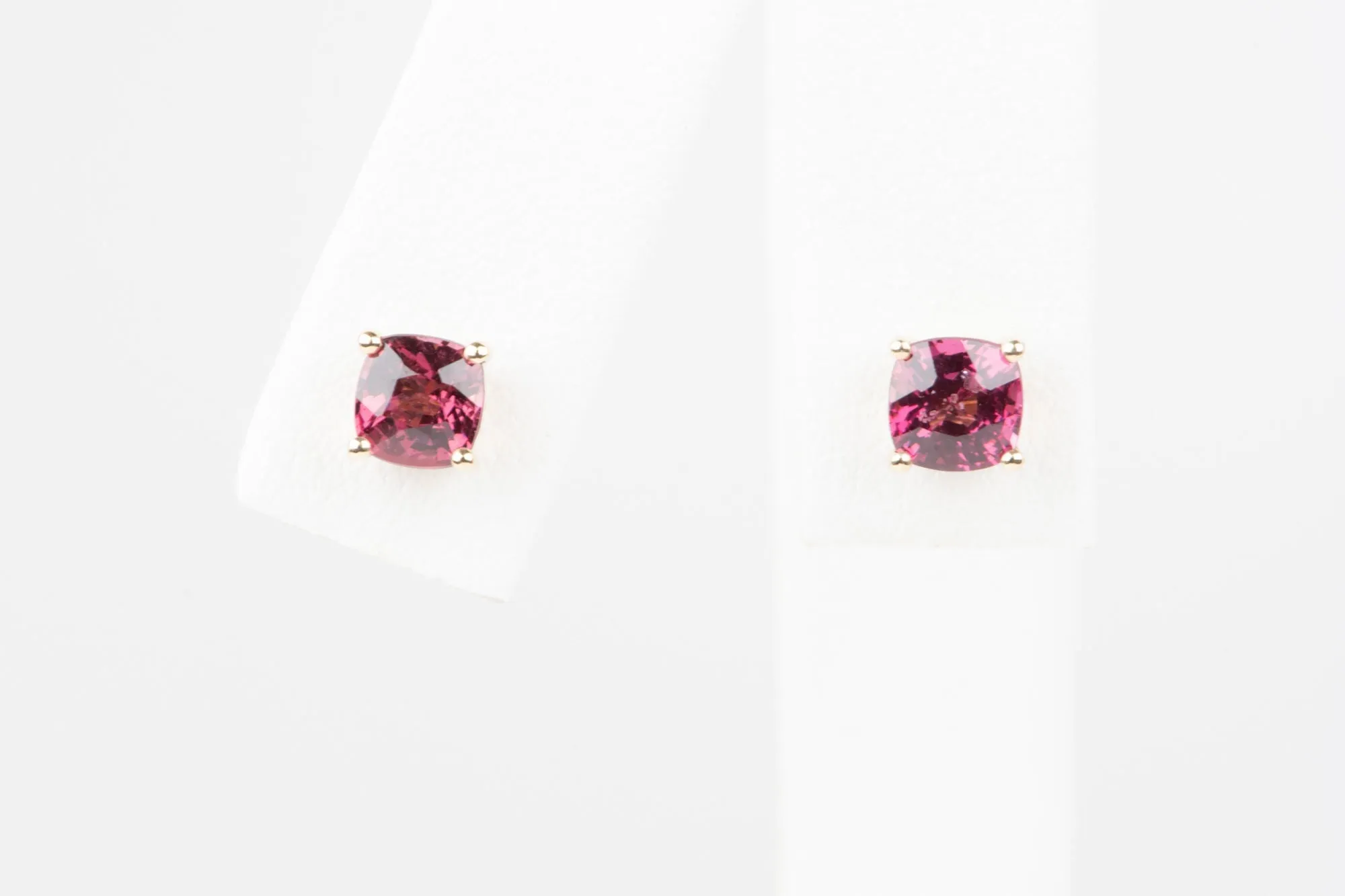 Bright Red Spinel Earrings 14K Gold R3218