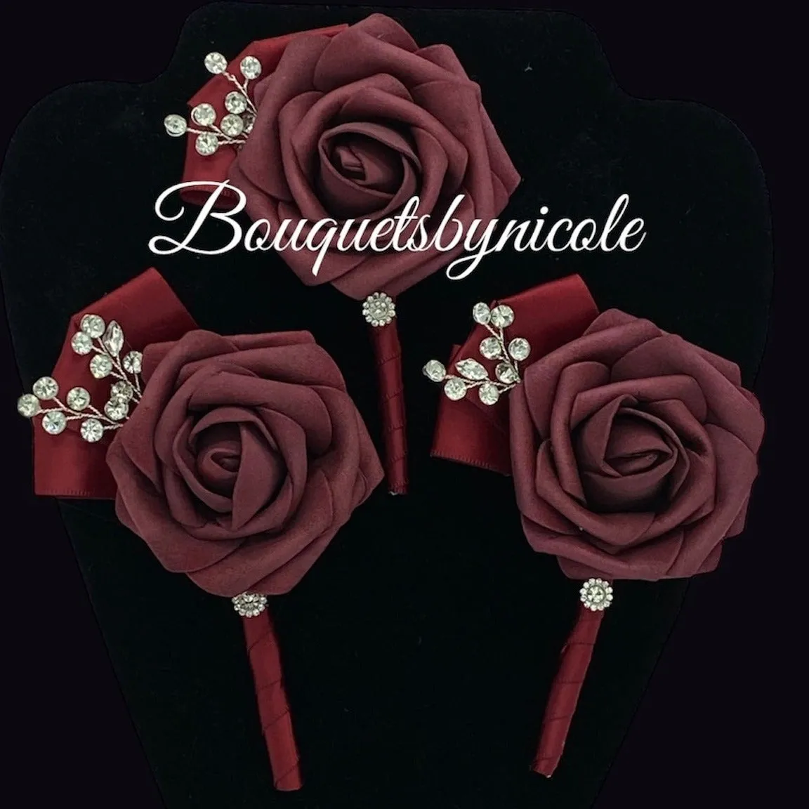 Burgundy Cascade Bouquet l Waterfall bouquet l  Real Touch Roses Bouquet CB-010