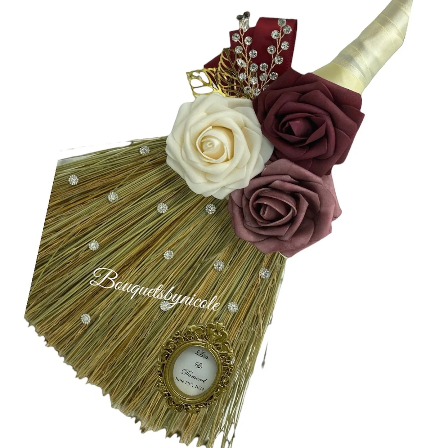 Burgundy Cascade Bouquet l Waterfall bouquet l  Real Touch Roses Bouquet CB-010