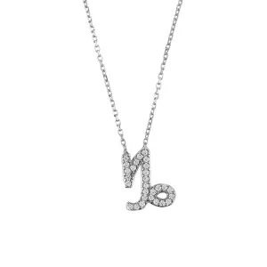 Capricorn Pendant Necklace in Silver Zircon