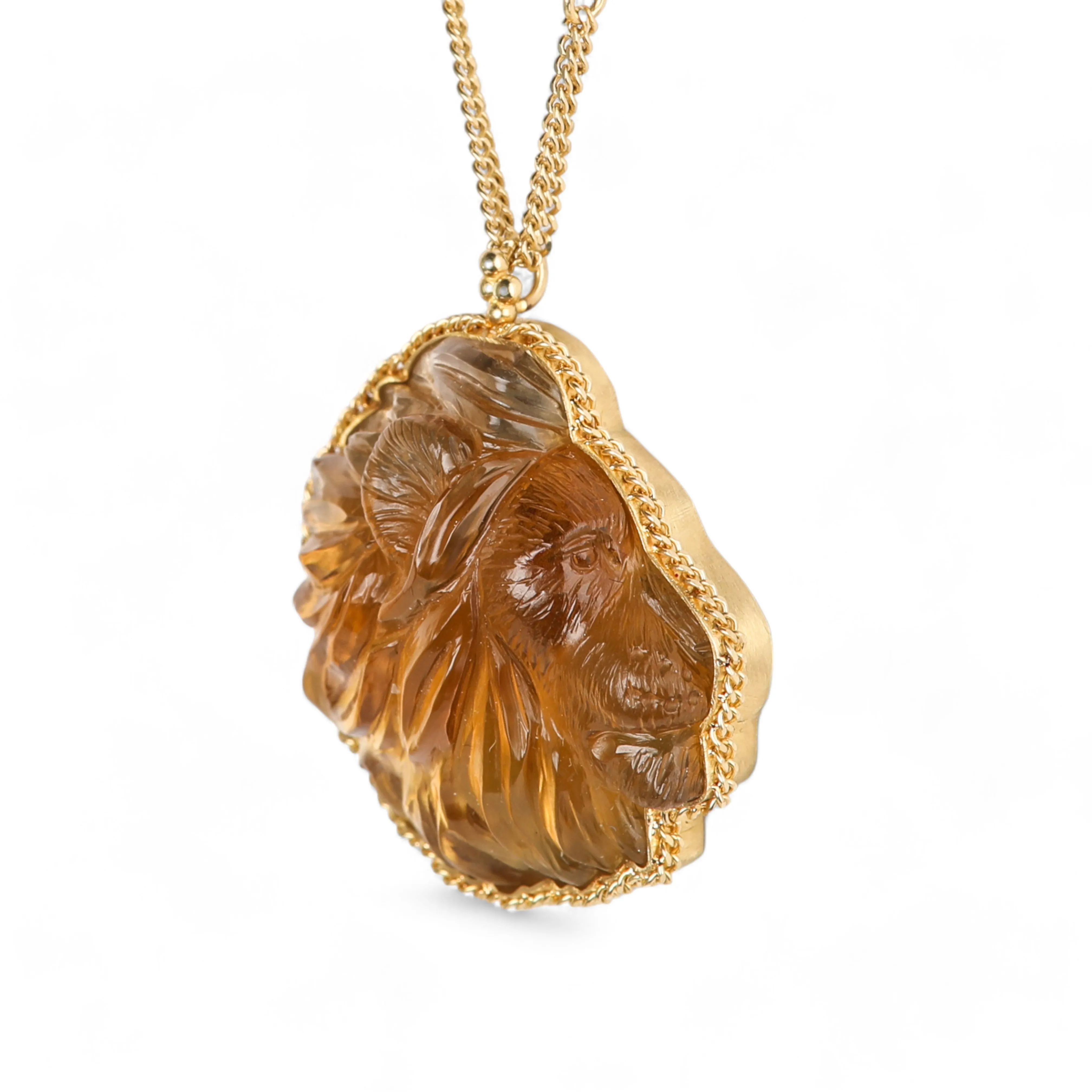 Carved Lion Portrait Necklace