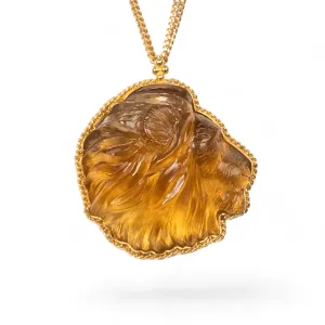 Carved Lion Portrait Necklace