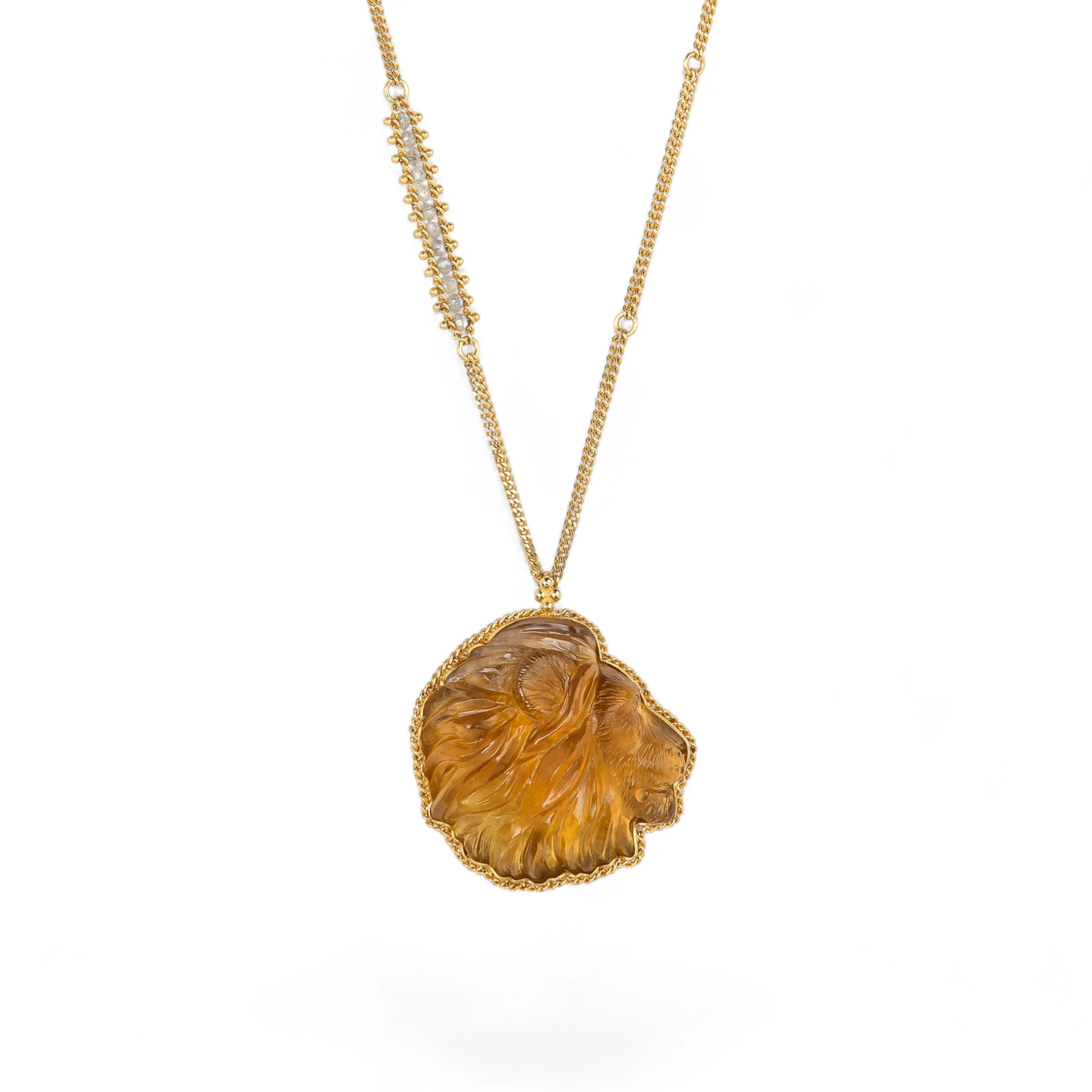 Carved Lion Portrait Necklace