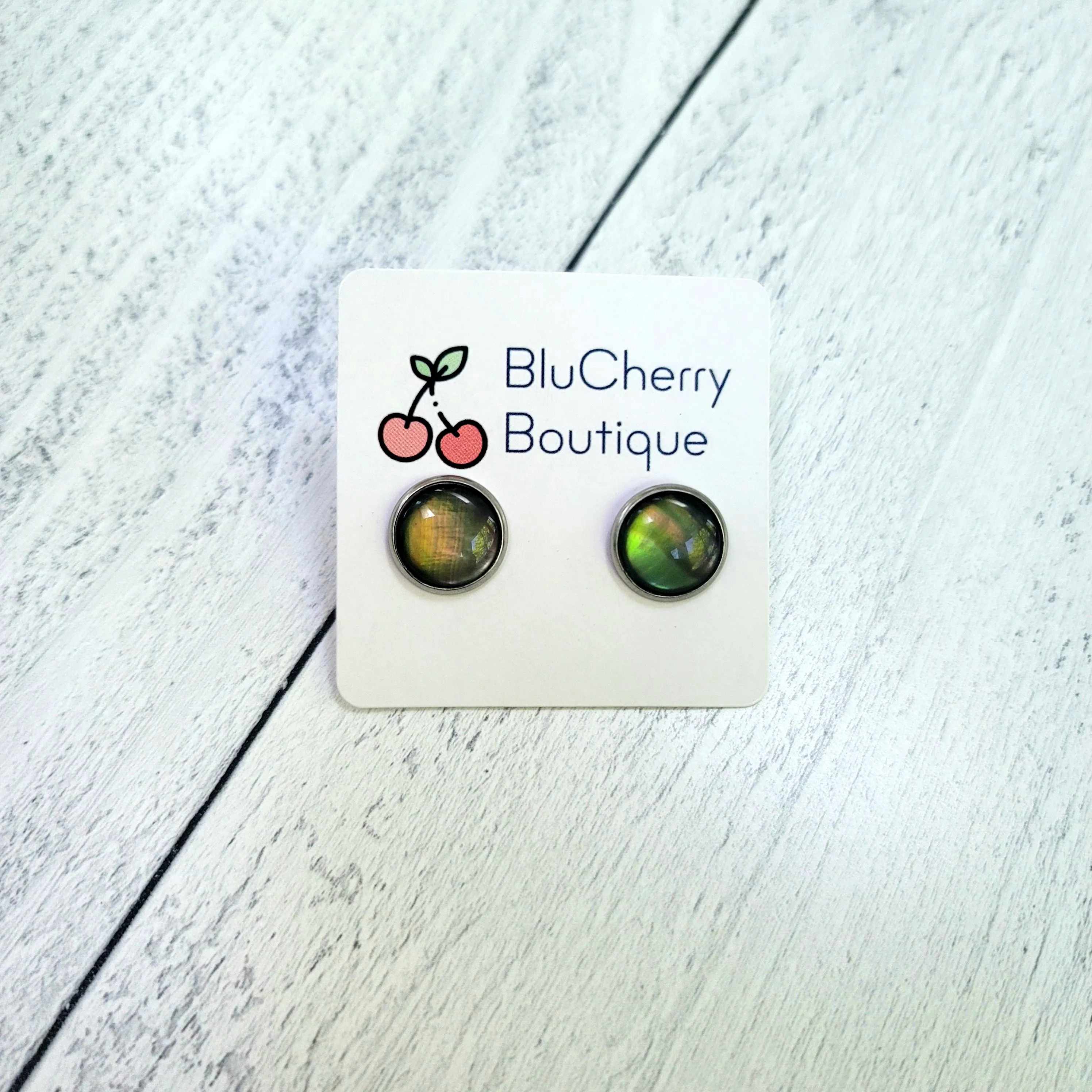 Cat's Eye Stone Stud Earrings