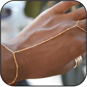 choice of all Gold Hand Chain Bracelet & Finger Ring - Rhinestone Hand Jewelry for Women, Trendy Stocking Stuffers