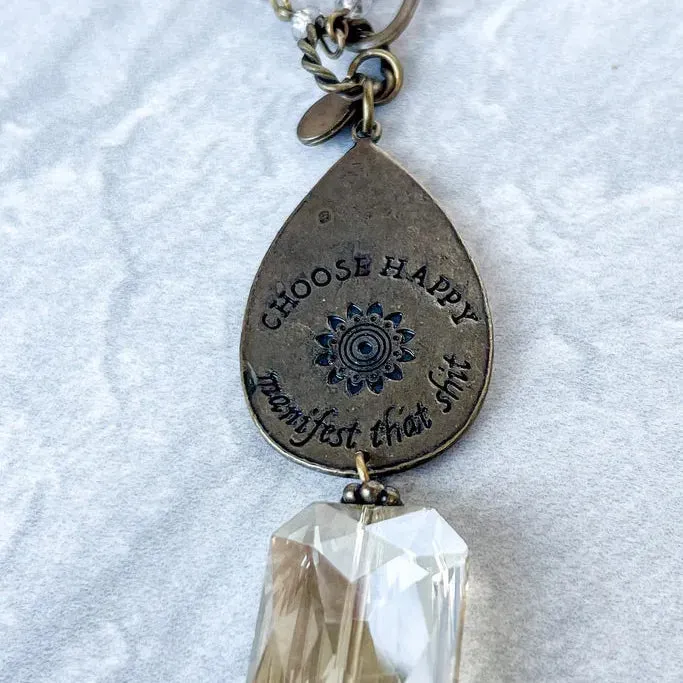 Choose Happy Necklace In Bronze