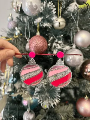 Christmas baubles earrings | glitter laser cut | rainbow confetti snowflake earrings | christmas gift