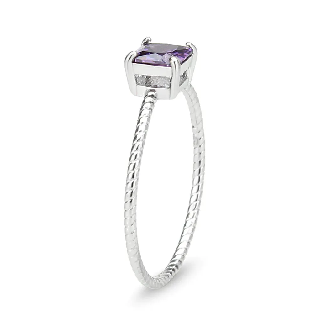 CJ3856 Wholesale Women's Stainless Steel Amethyst Minimal Ring