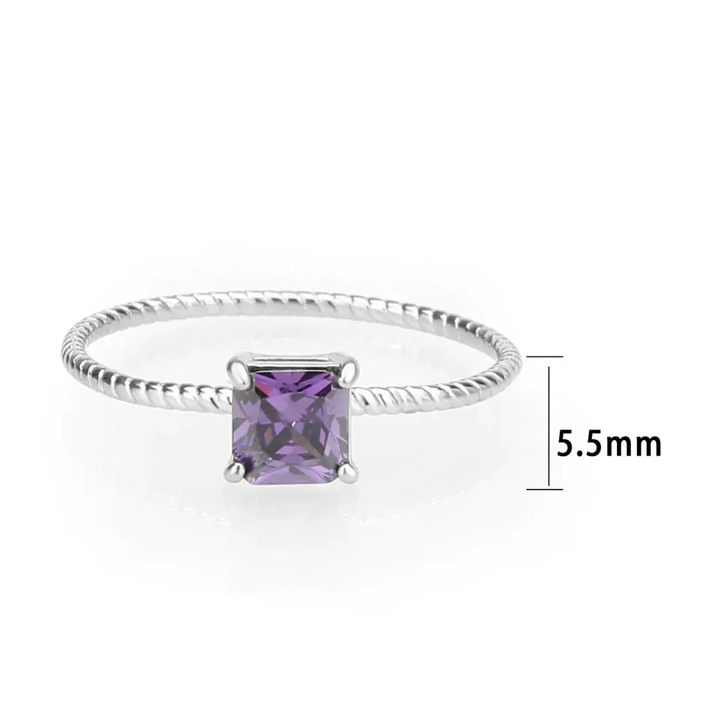 CJ3856 Wholesale Women's Stainless Steel Amethyst Minimal Ring