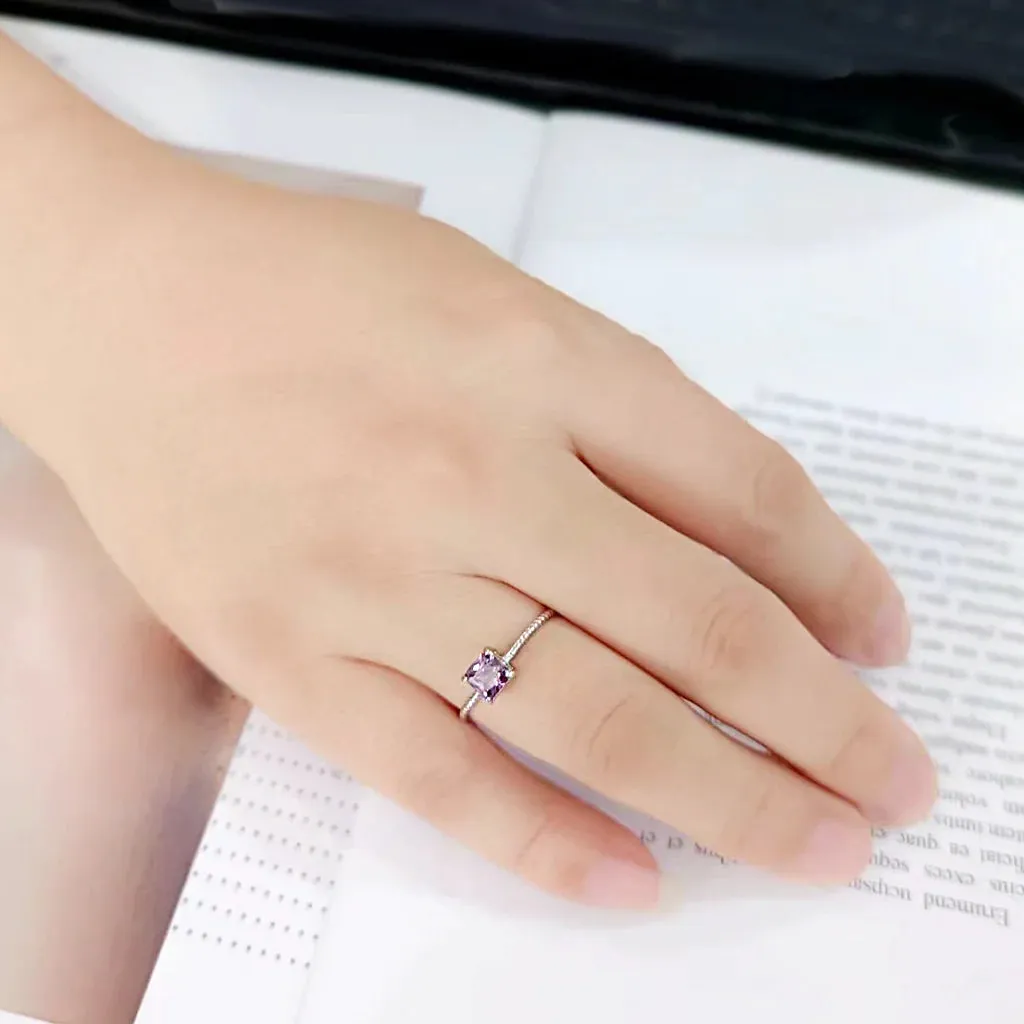 CJ3856 Wholesale Women's Stainless Steel Amethyst Minimal Ring