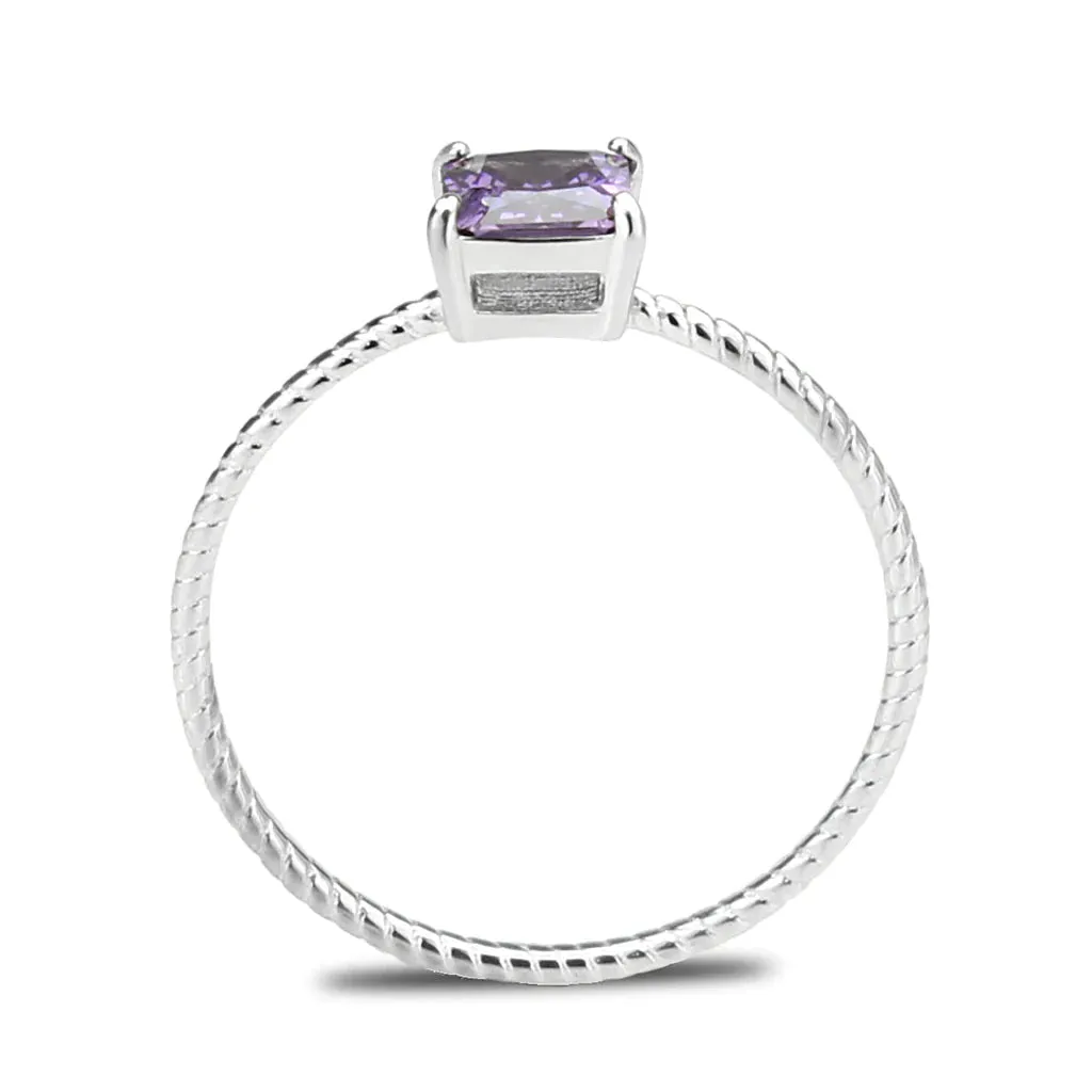 CJ3856 Wholesale Women's Stainless Steel Amethyst Minimal Ring